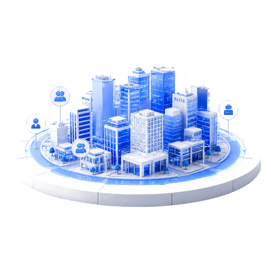 A thriving connected business city on a platform